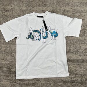 NWT Amiri Blue Dragon T-Shirt White Mens Large